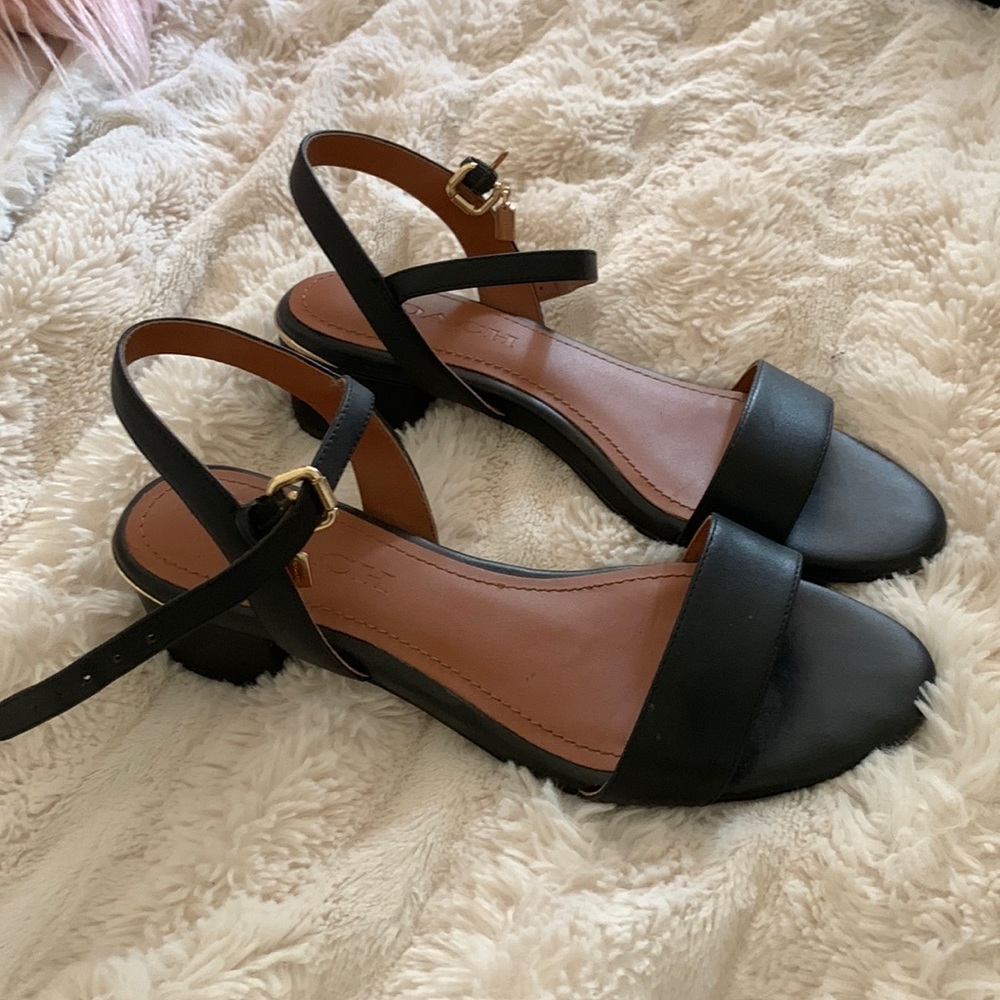 Coach Black Leather Sandals